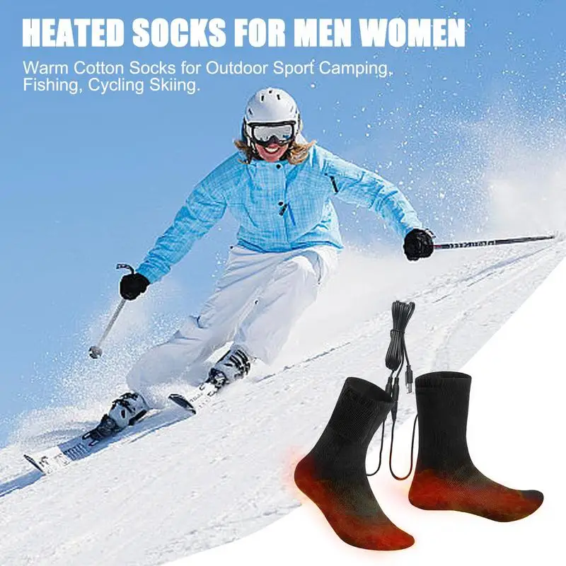 Heated Socks Winter Snowmobile Skiing  Rechargeable USB Electric Heating Socks Outdoor Sport Fast Heated Foot Warmer Ski Sports