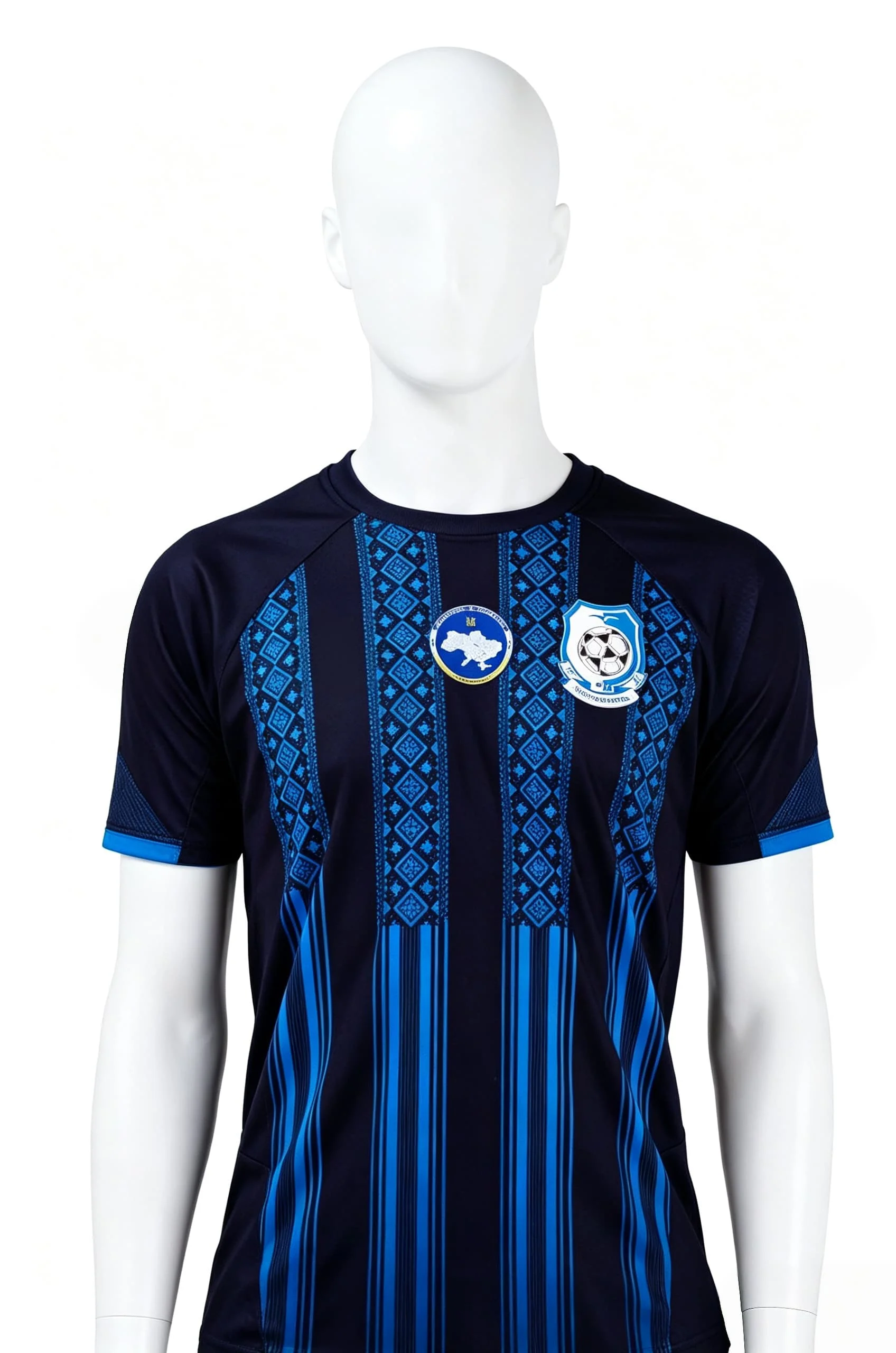 2027 Men Ukraine Home Soccer Jersey Navy Blue Ethnic Short Sleeve Raglan Quick Dry Football Fan Match Uniform Family Matching
