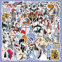 50Pcs Mid-century Knight Series Stickers Computer Phone Case Water Bottle Storage Box Desktop Decoration Waterproof Stickers