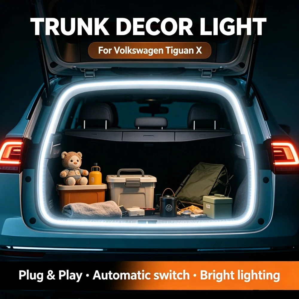 For Volkswagen Tiguan X New Trunk Light Atmosphere Lights Modification Light Rear Trunk LED Light Bar White Warm White