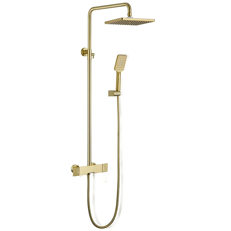 

Brush Gold Shower Set Big Luxury Gold Shower Head Faucet Bathroom Wall Gold Shower Mixer Hot and Cold Bath Mixer Tap