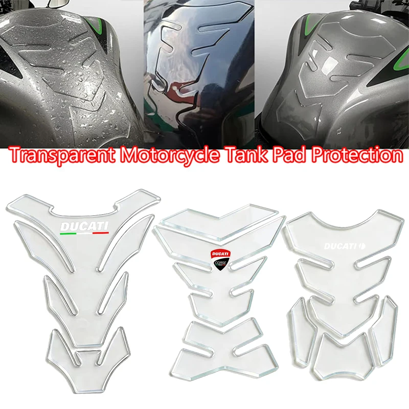 FOR Ducati V2 V4 400 620 695 696 796 821 Monster 899 959 1199 1299 Transparent Resin Oil Fuel Gas Tank Pad Tankpad Decal