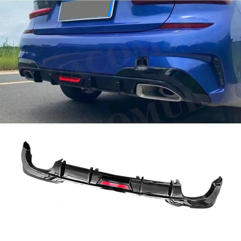 

VACOMUL ABS Car With Light Rear Bumper Lip Skirt Spoiler For BMW 3 Series G20 G28 M Sport 2019-2021 Carbon Look Gloss Rear Lip