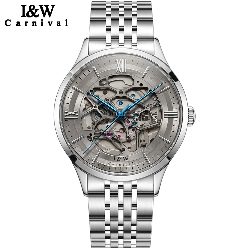 Carnival Brand I&W High-End Series Imported Movement Skeleton Mechanical Watch Men Waterproof Sapphire Luxury Automatic Watchws
