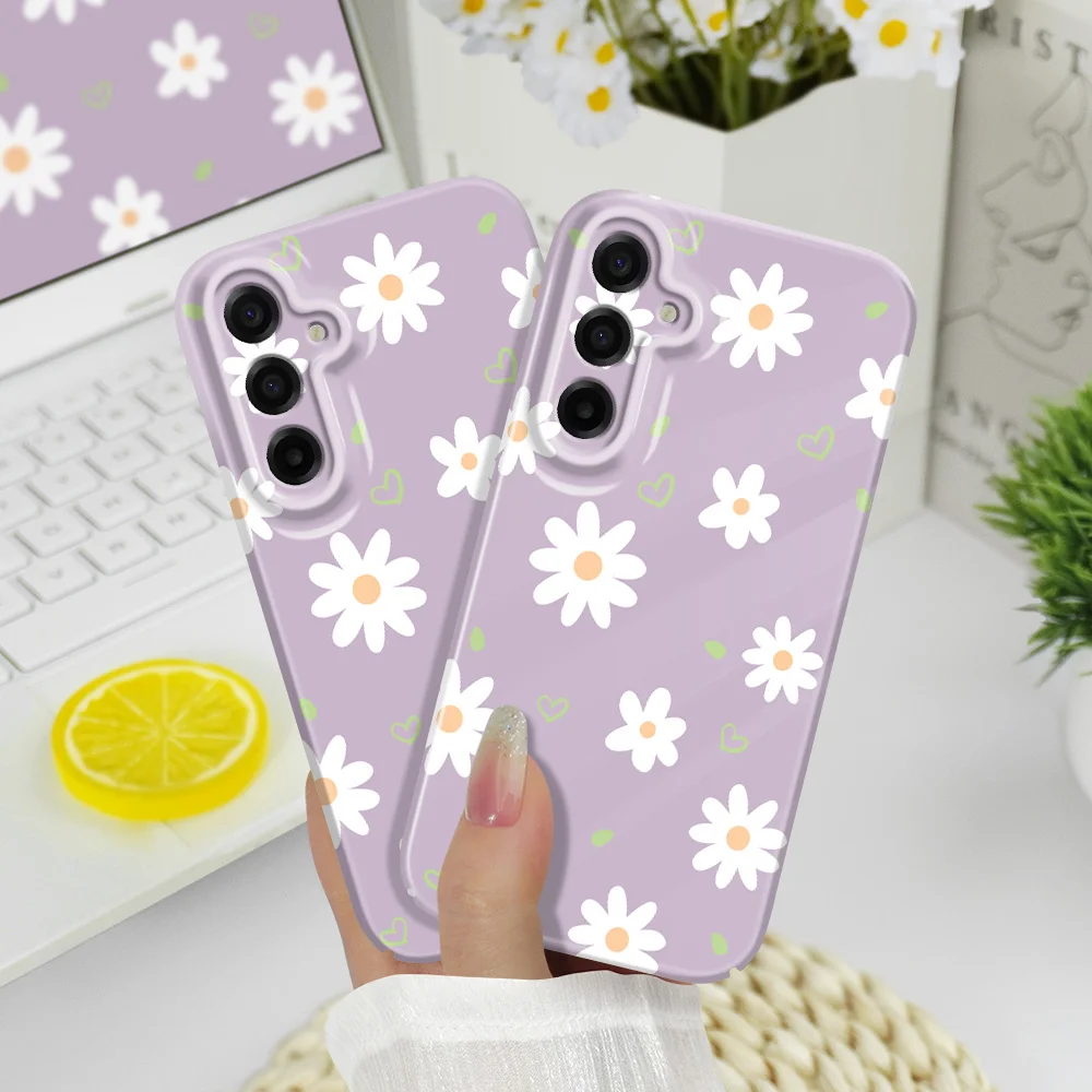 Capa de Celular Rígida com Película Protetora Tender Daisy para Samsung Galaxy A57 A37 A17 A56 A36 A26 A16 A06 A55 A35 A25 A15 A05 4G 5G