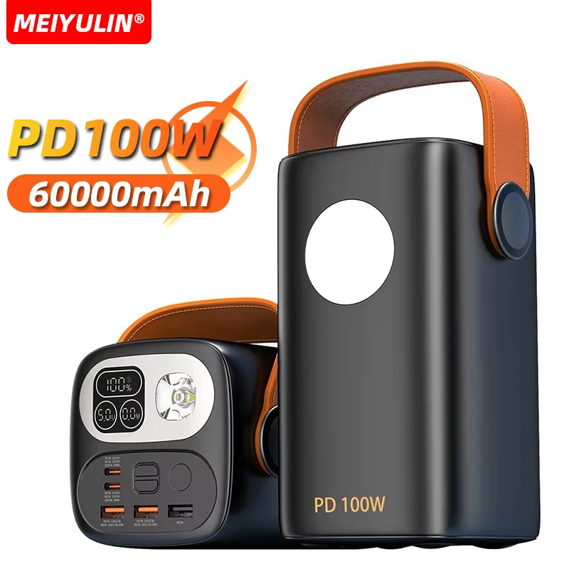 باور بانك بسعة كبيرة 100 وات 60000 مللي أمبير في الساعة لأجهزة الكمبيوتر المحمول المحمولة USB C PD شحن سريع بطارية خارجية لهاتف iPhone 16 وسامسونج وشاومي #1