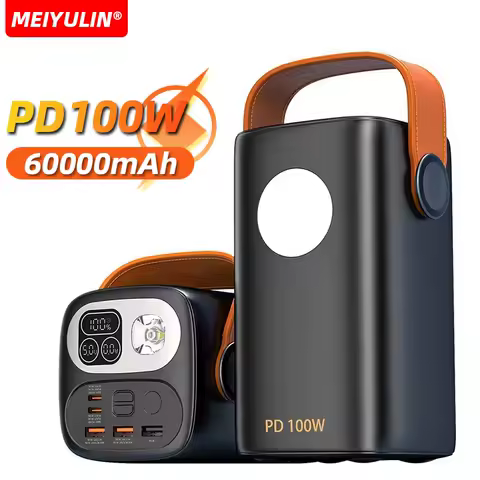 100W 60000mAh Large Capacity Power Bank For Laptop Portable USB C PD Fast Charging External Battery For iPhone 16 Samsung Xiaomi