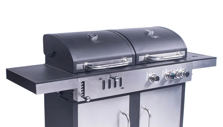 Neuer Outdoor-Camping garten großer Gas-und Holzkohle grill Combo rauchfreier Grill kommerzieller Grill