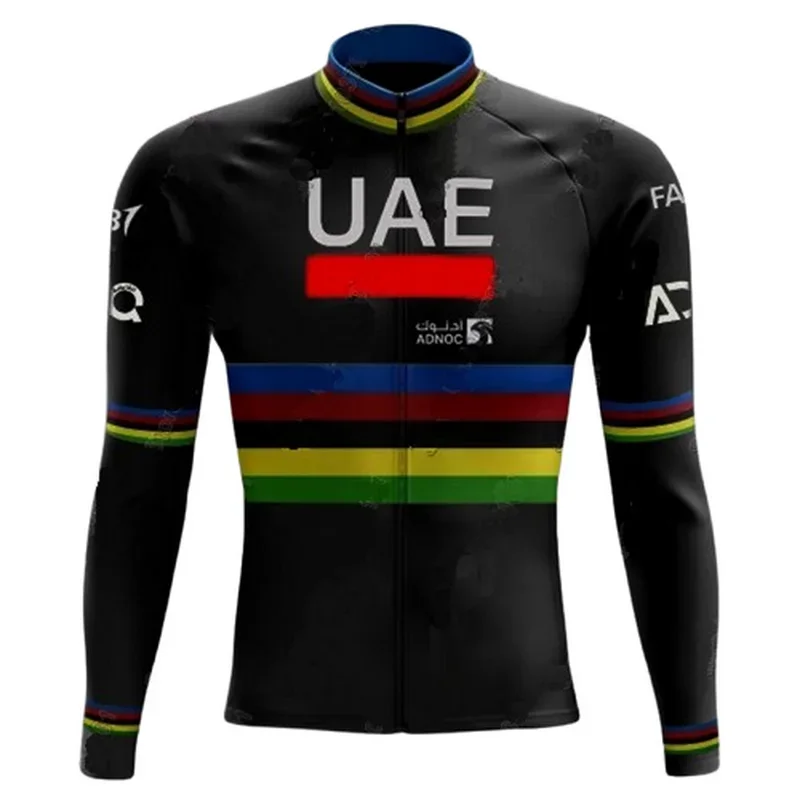 SPRING SUMMER 2024 UAE TEAM WORLD CHAMPION Cycling Jersey Long Sleeve Bicycle Clothing With Bib PANTS Ropa Ciclismo