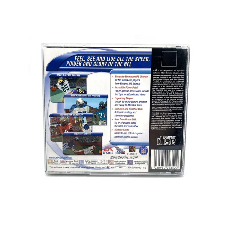 PS 1 madden 2001 Copy Disc Game Black Bottom Unlock Console Station 1 Retro Optical Driver Video Game Part