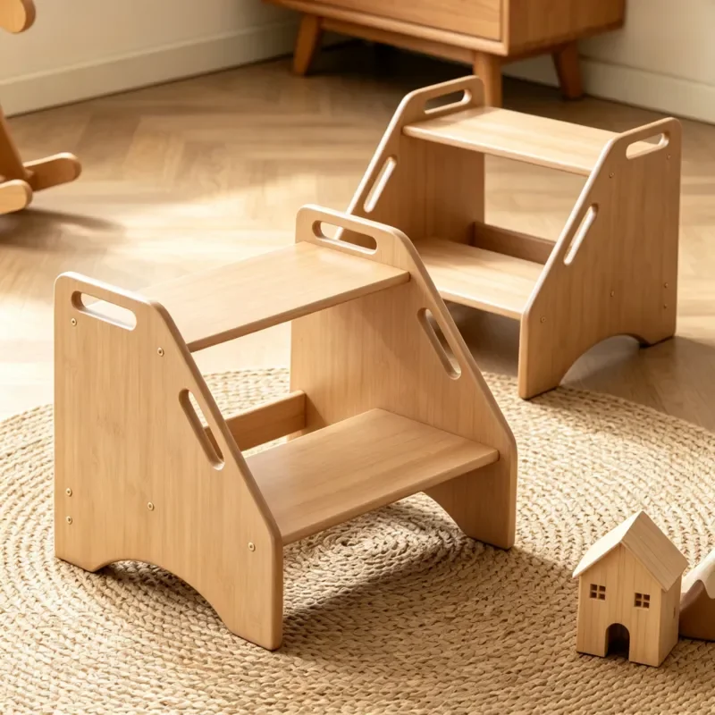 Solid Wood Kids Step Stool Hand Washing Ladder Baby Wash Basin Stepping Foot Stool Small Staircase Heightening Aid for