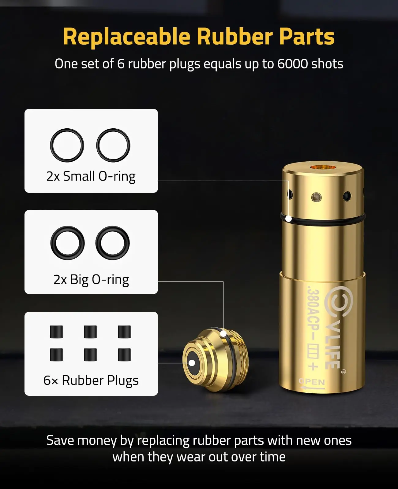 

.380ACP Laser Training Cartridge with 9 Batteries For Dry Fire Training