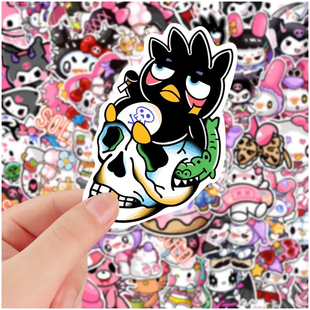 10/30/50 pçs bonito olá kitty kuromi minha melodia adesivos kawaii meninas anime 3d sanrio decoração decalques dos desenhos animados adesivos para