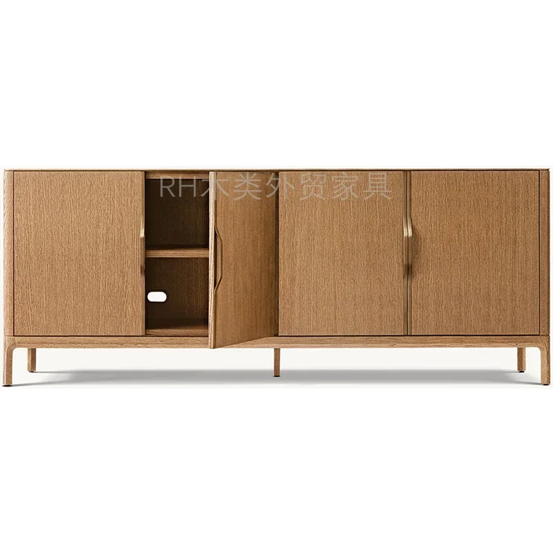 

French retro oak dining side cabinet modern simple solid wood storage integrated locker