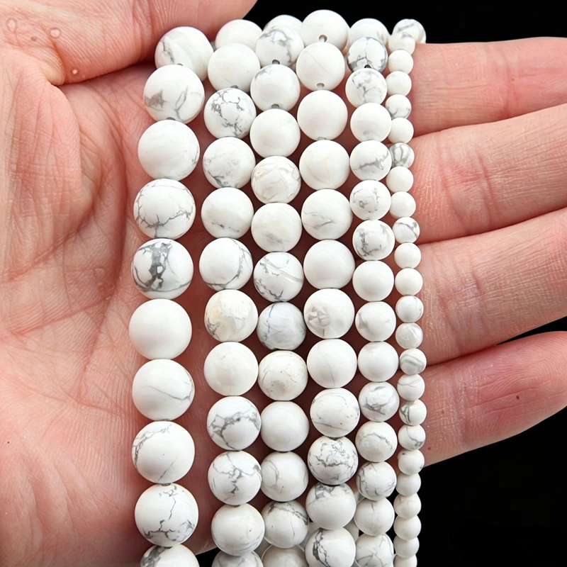 Natural Matte White Howlite Turquoise Loose Natural Stone Beads for Jewelry Making DIY Charm Earrings Bracelet Strand 4/6/8/10mm
