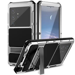 360 Heavy Duty Glass Protective Case For Samsung Galaxy S24 Ultra S23 Ultra S25 Ultra Shockproof Armor Bumper Kickstand Cover