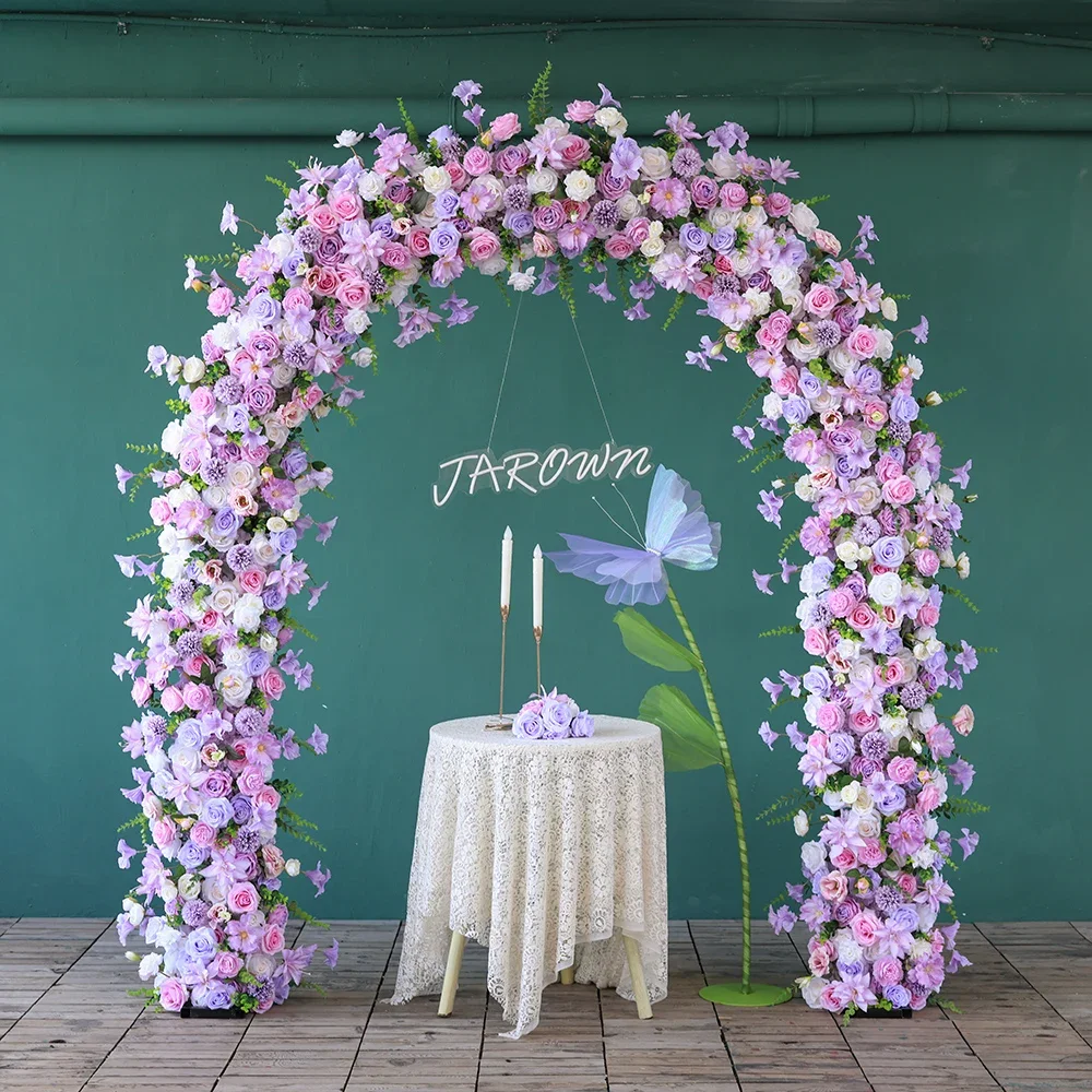 

Festivals Backdrop Artificial Flowers Mariage Decoration Custom Silk Pink Purple Rose Arch Floral Arrangement Decor Props HY2368