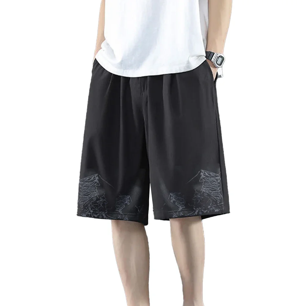 

Шорты из ледяного шелка для пляжного отдыха, мужские повседневные шорты, повседневные шорты из ледяного шелка, шнурки на талии, карманы в комплекте, летняя одежда