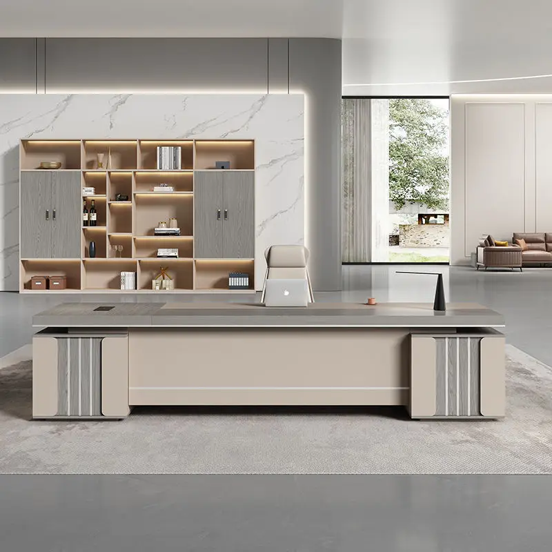 Leisure Style Light luxury double cabinet table, office table and chair, a complete set of supervisor desks and large desks