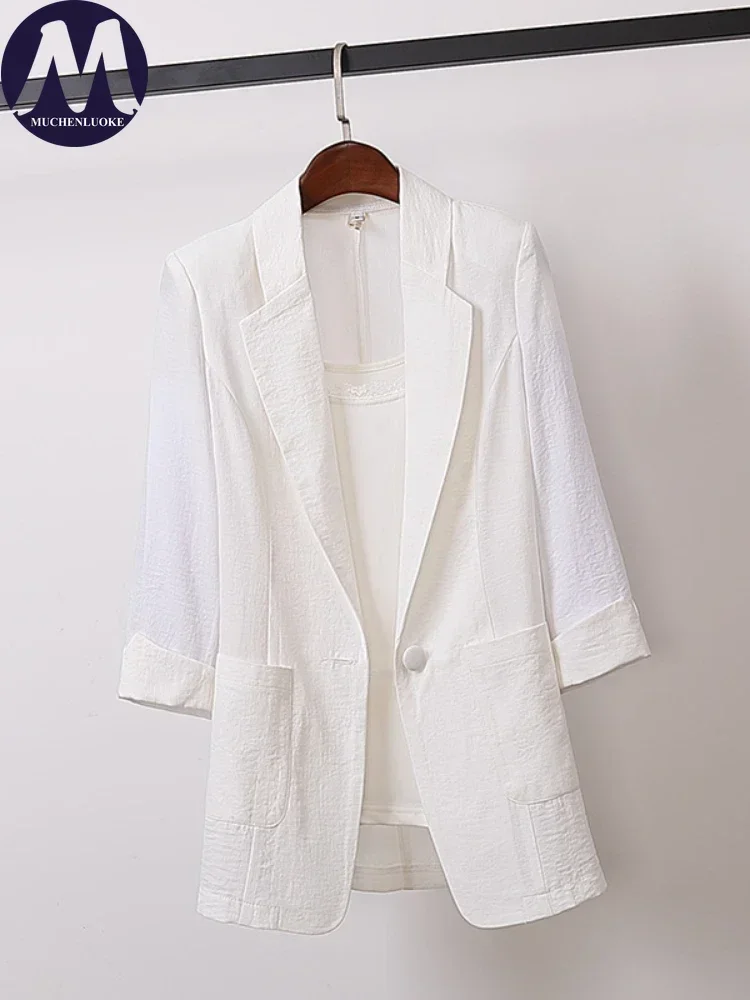 

Женский пиджак, новинка 2024, весна-лето, повседневный пиджак средней длины, пальто, корейская мода, свободная маленькая женская одежда, женские верхние пальто