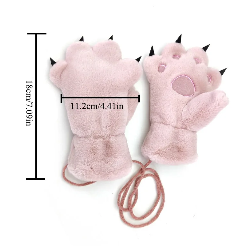 Gloves for Kids Children Winter Gloves Cat Paw Gloves Cute Cat Claw Paw Plush Mittens Warm Soft Plush Fluffy Bear Cat Gloves