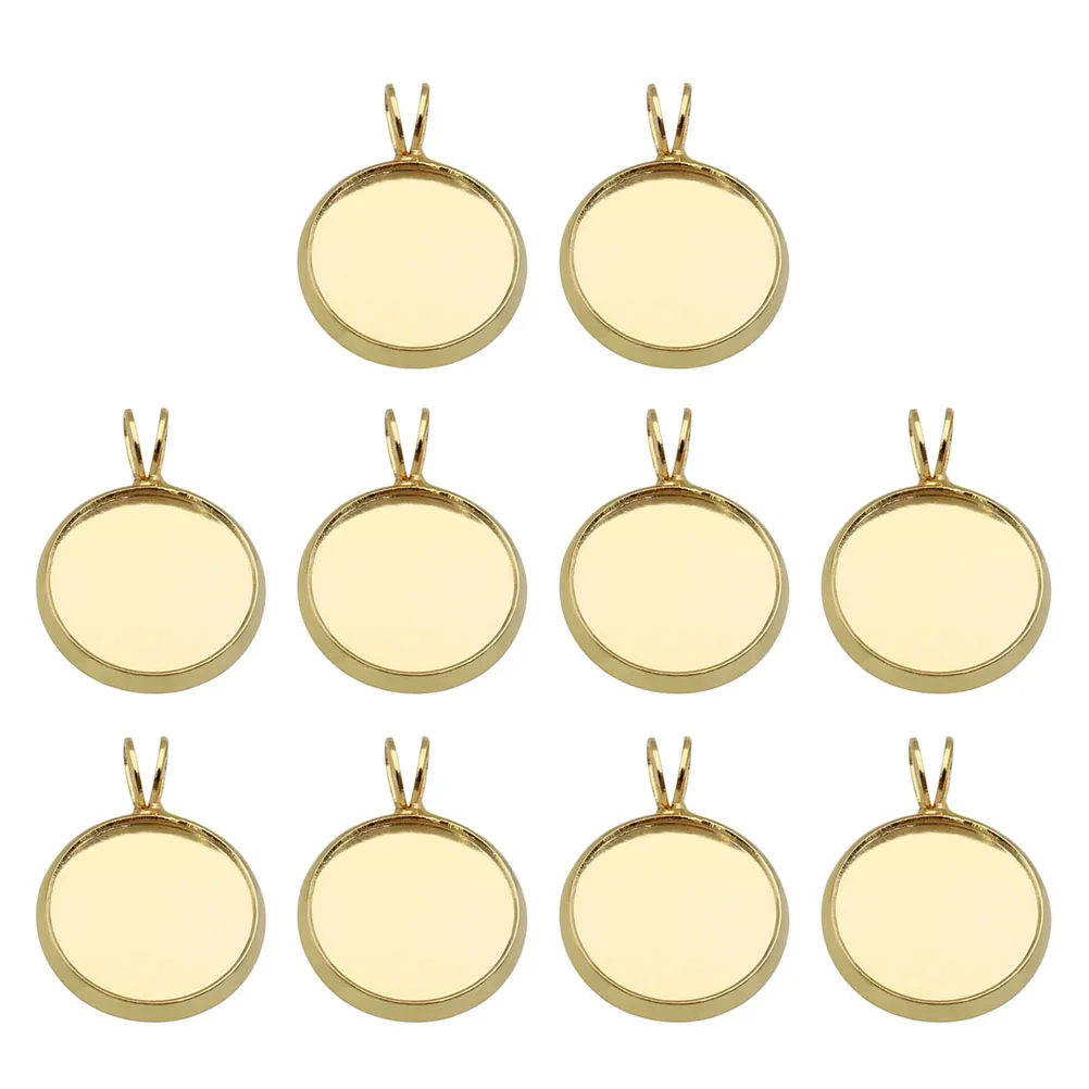

10 шт. круглые подносы для подвесок с медным покрытием, ободок, подносы для подвесок для DIY ювелирных изделий, камеи, аксессуары для изготовления фото из смолы