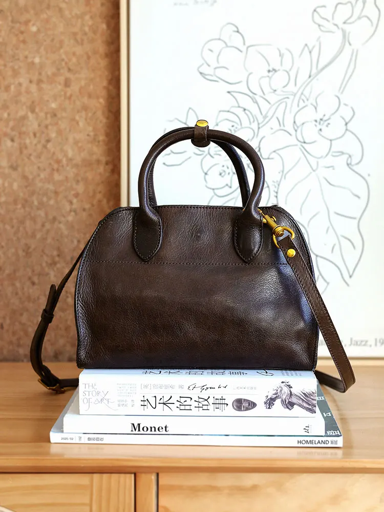 

PNDME vintage designer handmade vegetable tanned cowhide women's handbag casual luxury genuine leather shoulder diagonal bag