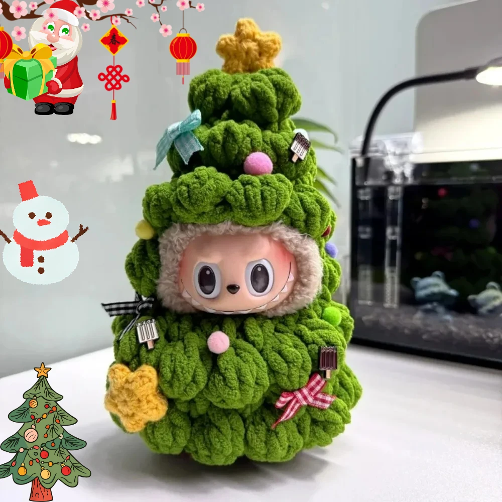 labubu-roupas-roupa-artesanal-diy-pacote-de-material-malha-croche-arvore-de-natal-roupas-15-17cm-labubu-boneca-presente-de-natal
