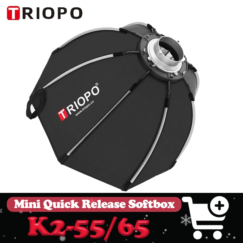 

Складной октагональный софтбокс TRIOPO K2-55 K2-65 с сеткой, совместимый с LED-видеосветом с креплением Bowens.