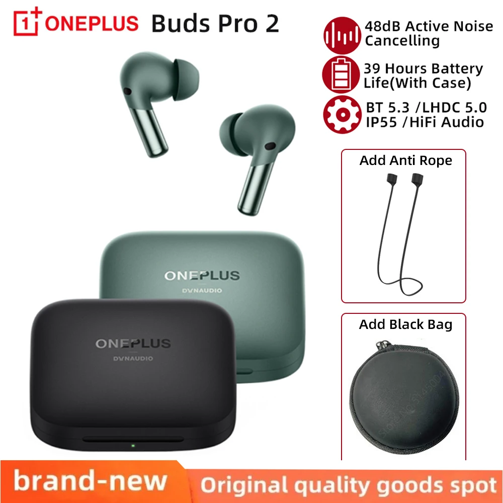 original OnePlus Buds Pro 2 TWS Wireless Bluetooth Earphone 48dB Active Noise Canceling 39Hour Battery Life For Oneplus 11 12