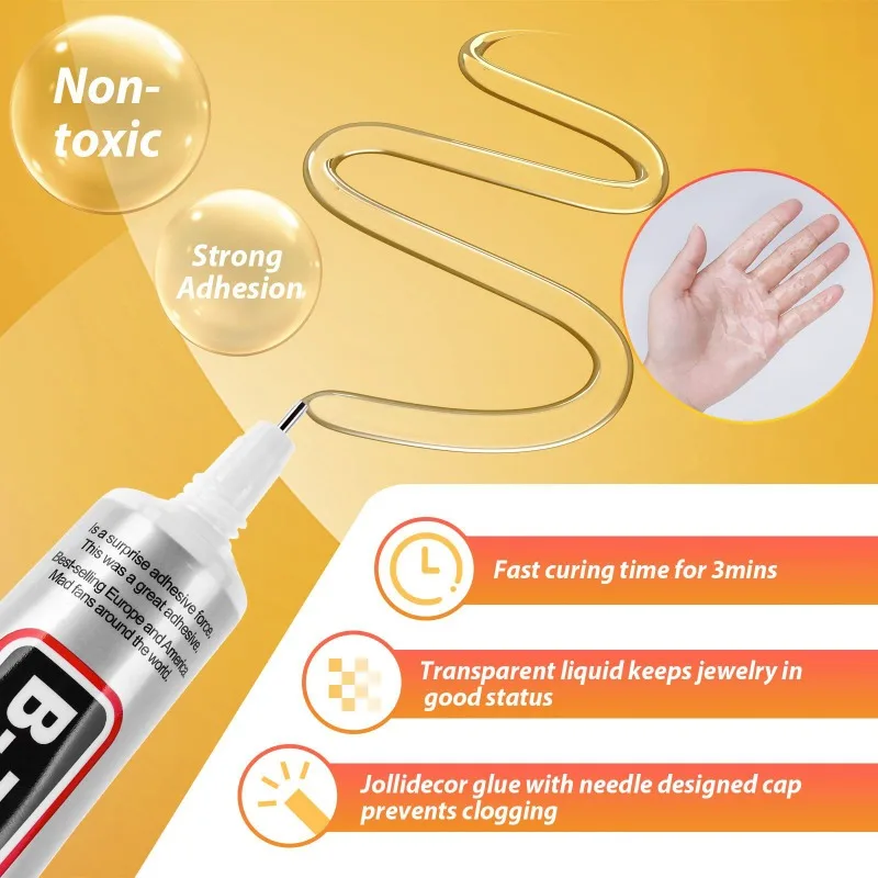 Cola Forte B7000, Cola Cerâmica, Cola Multiuso DIY, Cola com Ponta de Agulha para Artesanato e Colagem de Miçangas