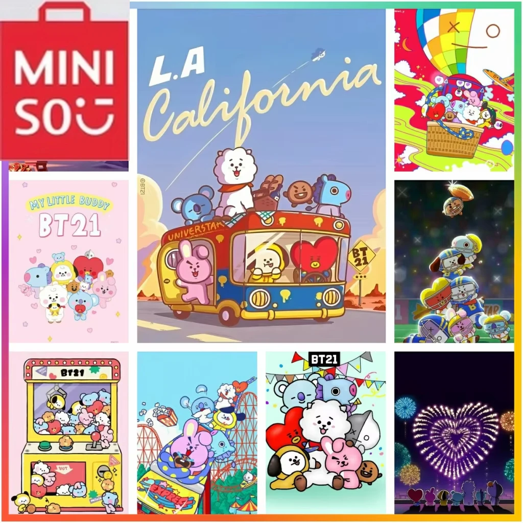 MINISO 5D DIY Cute-Cartoon-bt21 KPOP المعبود كوريا الصبي مغني الراب مجموعة الماس اللوحة 5D DIY بها بنفسك الفن فسيفساء ديكور المنزل هدية