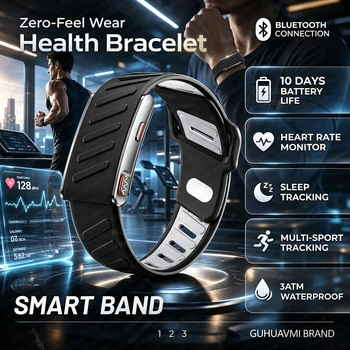 Nowy monitor aktywności fizycznej, inteligentna bransoletka Zero-Feel Wear, EKG, pomiar tętna, ciśnienia krwi, tkanki tłuszczowej, BMI, monitorowanie snu, sportowy smartwatch.