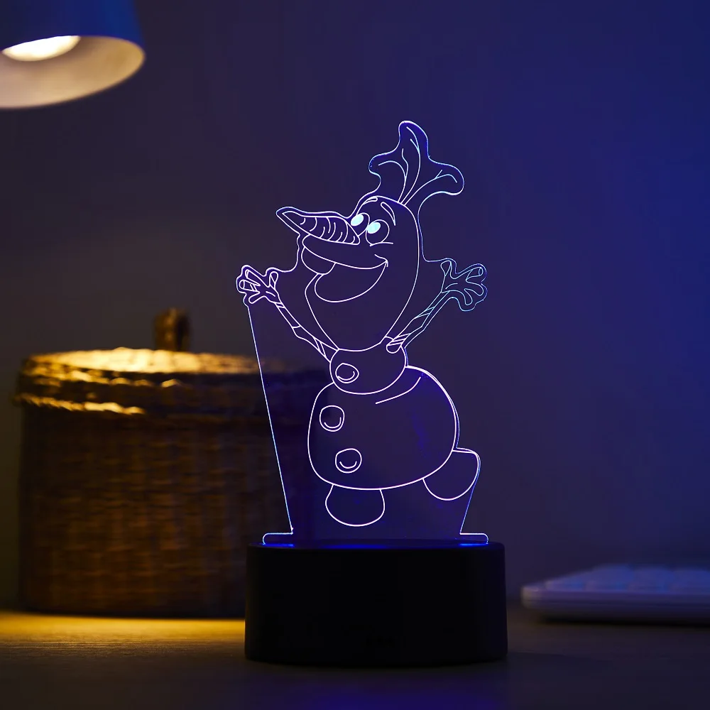 Disney Frozen Princess 3D Visual Lamp Anna Elsa Olfa Figurine LED Night Light Acrylic Illusion Table Lamp Home Decor Kids Toys