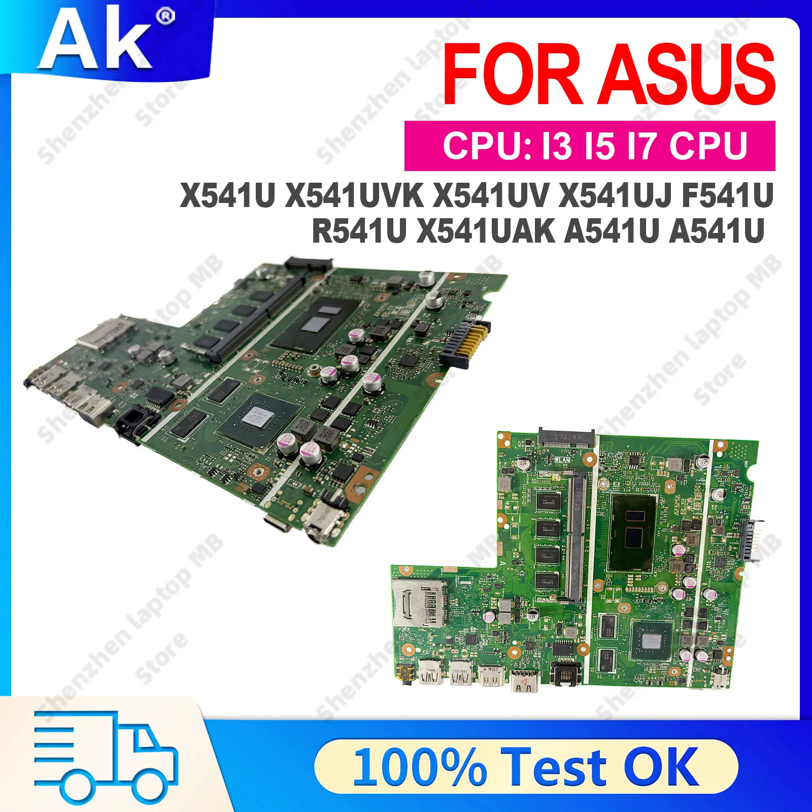X541UVK X541UV Laptop Motherboard For ASUS X541UJ X541UVK X541U F541U A541U Notebook Motherboard I3 I5 I7 CPU V2G 4GB/8GB-RAM