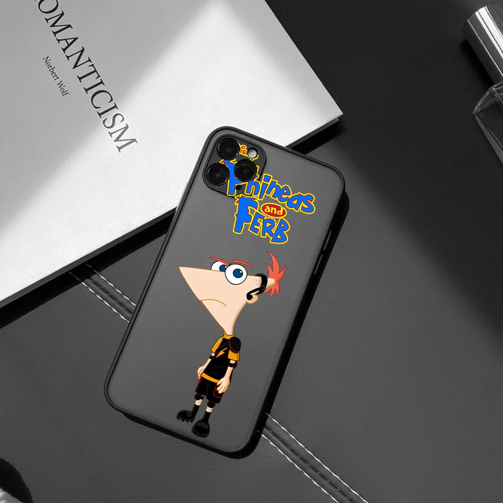 حافظة هاتف لهاتف آيفون 17 برو ماكس 12 ميني 13 14 15 16 Plus 16e Air Phineas و Ferb أنيمي ديزني ماتي غطاء شفاف متجمد #4