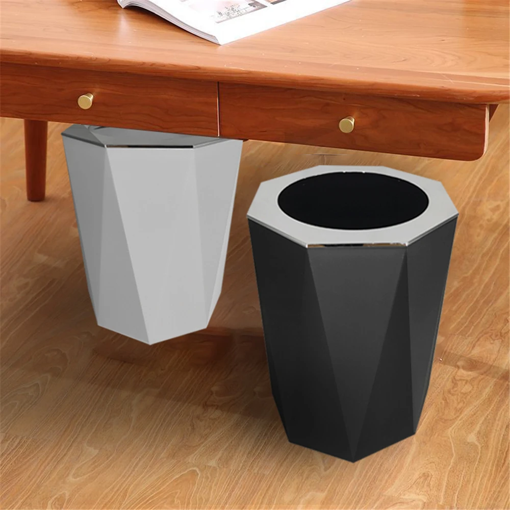 1pc Luxury Trash Can Plastic Garbage Storage with Lid Cover Bathroom Decor Living room Home Decoration Hotel Wastepaper Basket