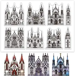 Church Clear Stamps for Cards Making Gothic Architecture Clear Stamp Seals Transparent Stamps for DIY Scrapbooking Photo Album