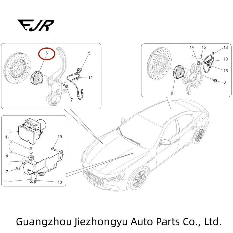 EJR For Maserati Ghibli Quattroporte M156 M157 engine 3.0 BT V6 4WD OEM 670003580 High Quality Front Wheel Bearings