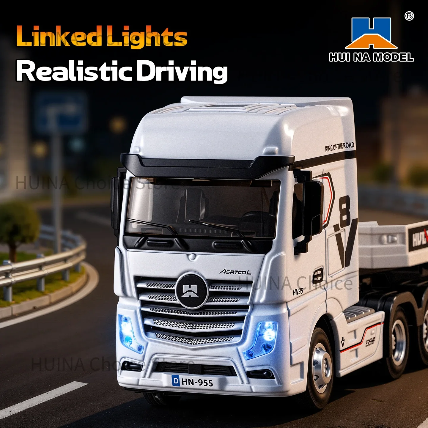 New 1:64 Huina 9900 Rc Truck Flatbed Tractor Truck 12-Channel Rc Car Mini with Light 2.4G Proportional Precise Control Toy Gifts