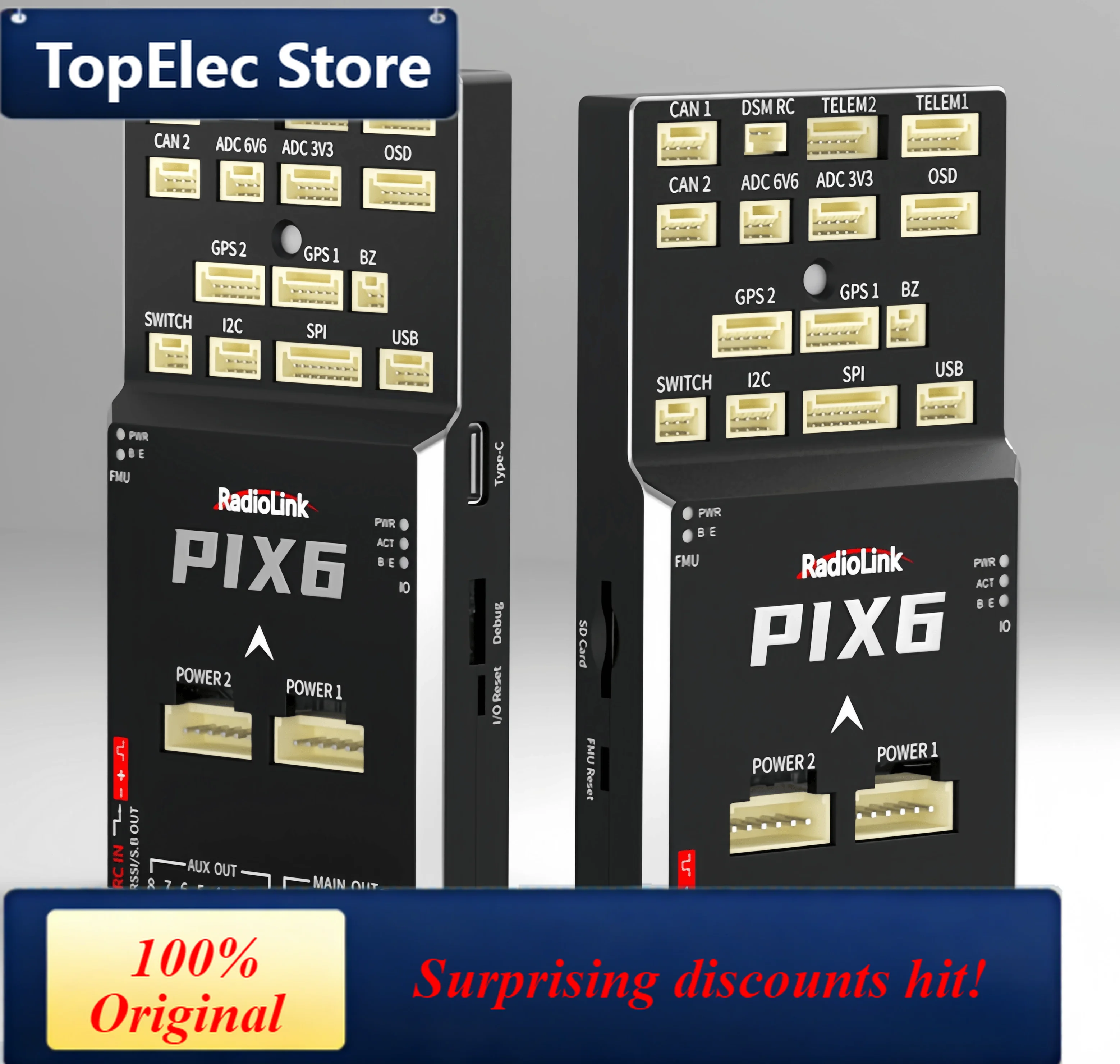 TopElec PIX6 flight controller, open source Pixhawk multirotor fixed-wing vertical takeoff and landing autopilot (APM)