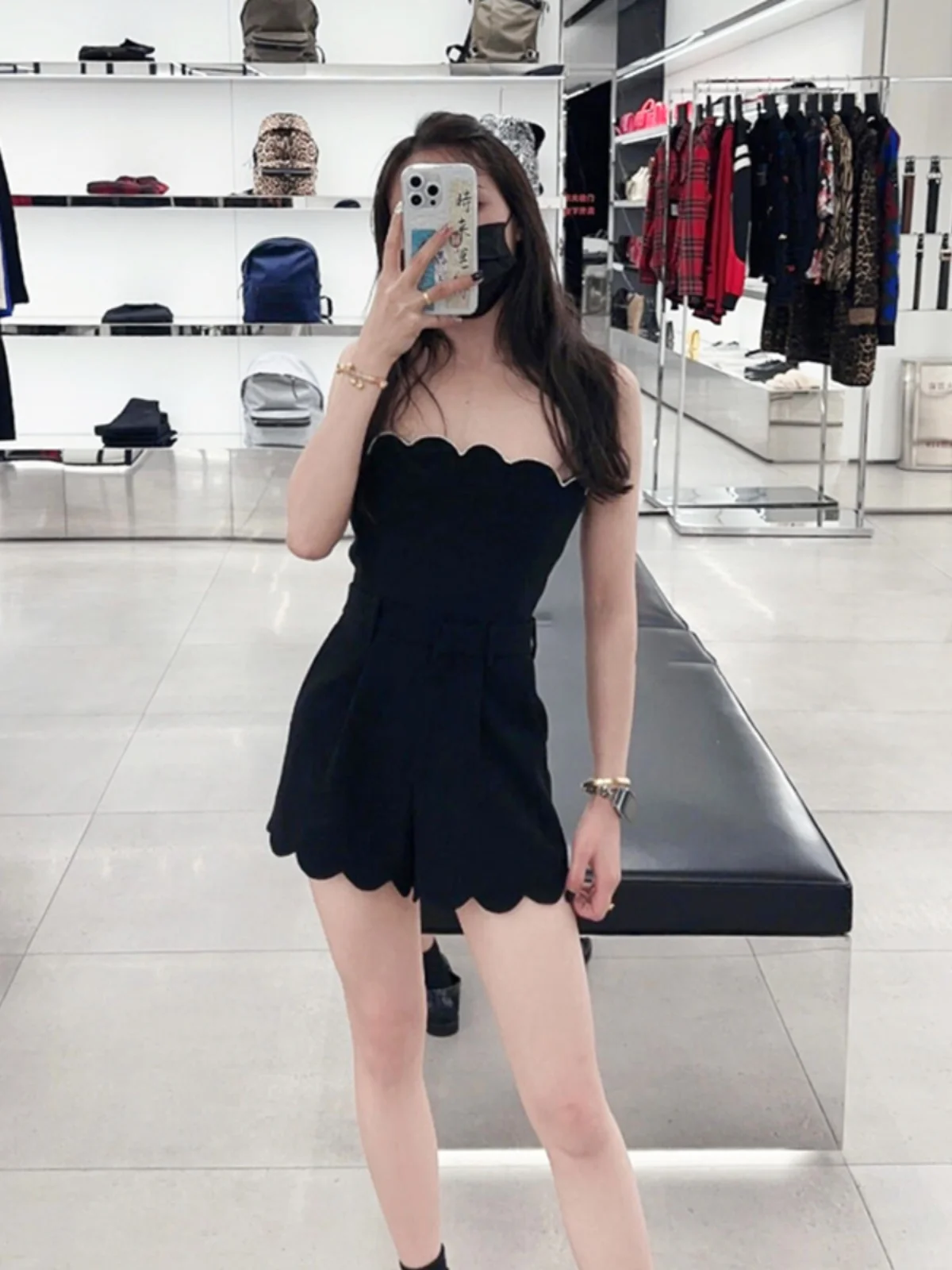 

Брюки-кюлоты с высокой талией и прямым кроем, украшенные блестящими стразами, для офиса, весна 2025