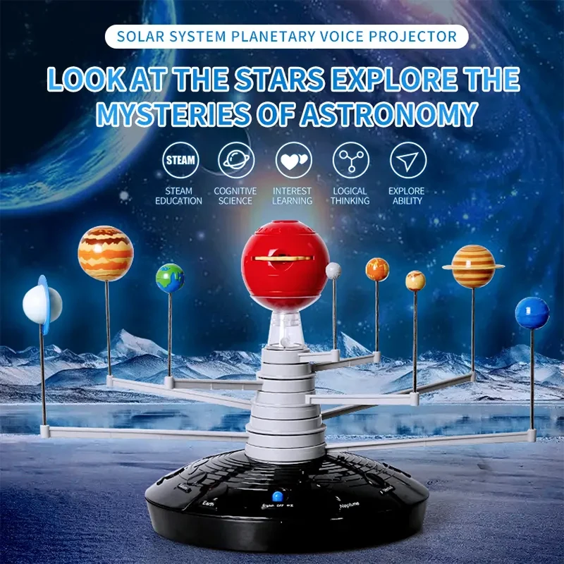 Science Solar System toy for Kids, Talking Astronomy Solar System Model Kit, Planetarium Projector with 8 Planets STEM Space Toy