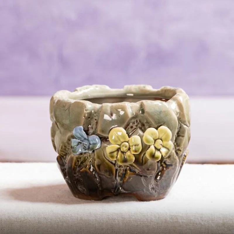 Koreański styl wykwintna doniczka ceramiczna sukulenta Bonsai wazon donica pojemnik ozdoby na biurko wystrój ogrodu domu