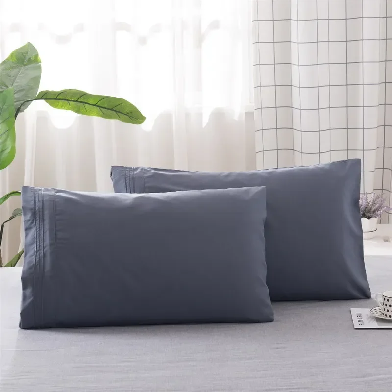 2 Piece Luxurious Solid Color Embroidery Pillowcase Comfortably Soft and Hypoallergenic Pillow Cover Slip for Good Night's Sleep