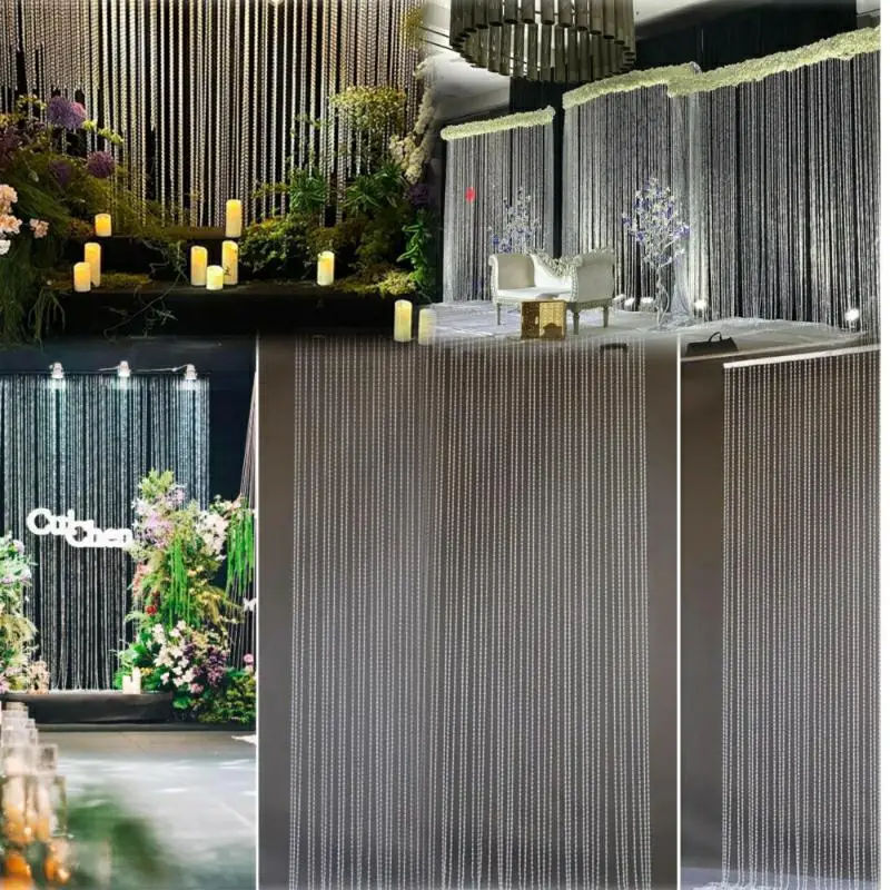 

2pcs Acrylic Crystal Bead Curtain Partition Water Wave Curtain Ceiling Decoration For Wedding Backdrops Bead Chain Decoration