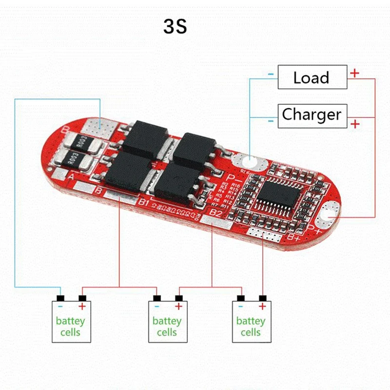ABVJ-3Pcs 18650 Li-Lítio Bateria Placa de Proteção 3S 25A 12.6V BMS Módulo de Carregamento PCM Polímero Lipo Cell