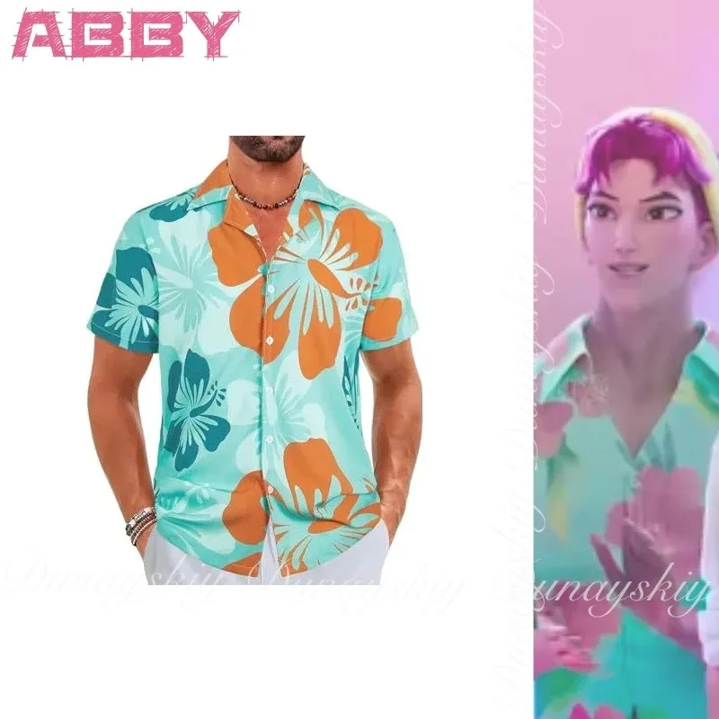 DY20KPop Demon Hunters película Abby Cosplay con ropa de playa pantalones vaqueros rasgados de color claro miembro de Saja niños disfraz Cosplay lleno de