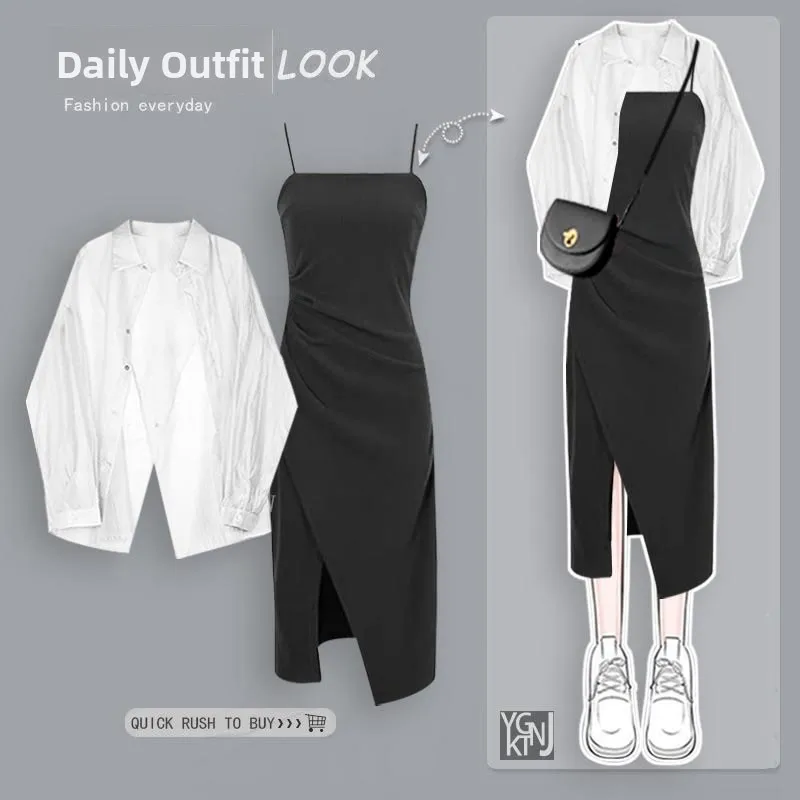 Faionable White Long Sve irt Sorella sexy da donna ter Nuovo design Cinching in vita Dimagrante Split Dr Fibra di poliestere