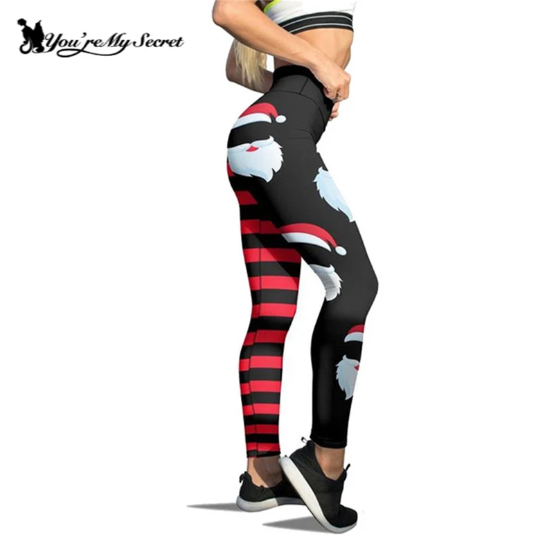 [You\'re My Secret] Christmas Women\'s Leggings Gift Autumn Winter Festival Legging Women 3D Stripe Sexy High Waist Skinny Leggins